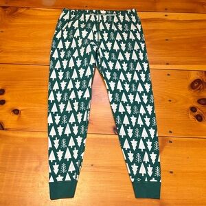 HANNA ANDERSSON Women’s L Green Tree Print Organic Cotton Sleep Leggings